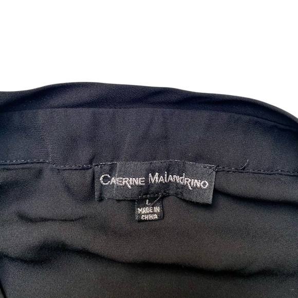 Catherine Malandrino Black Lace Blouse Sheer Floral Sleeves V-Neck Top Size L - Picture 12 of 13